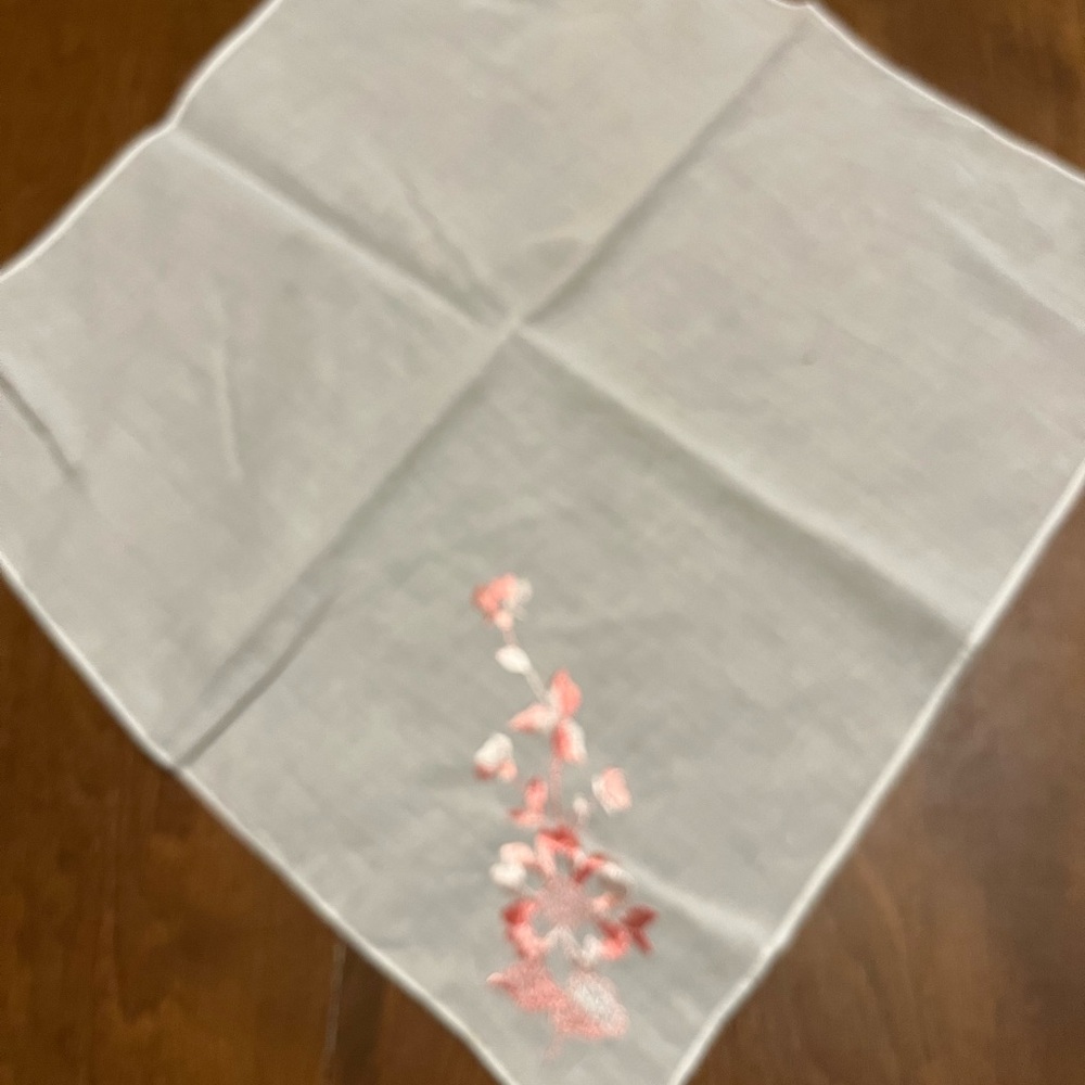 Elegant Floral Embroidered Handkerchief x 2